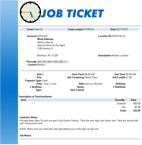 job tickets in e-mailing software